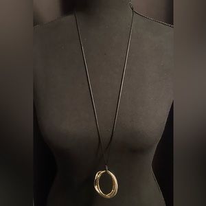 adjustable black rope silver necklace